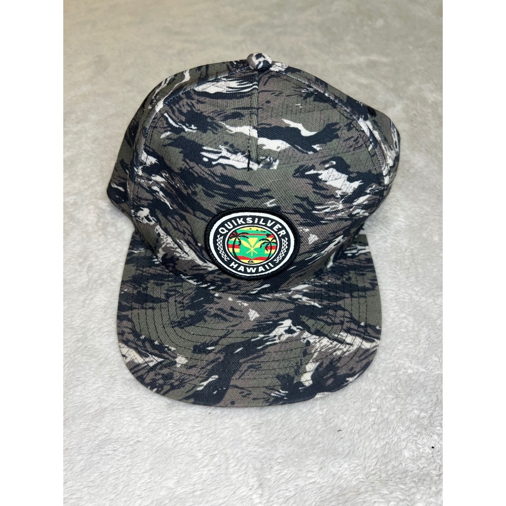 Quiksilver Mens Snapback Hat Hawaii Tiger Stripe Camo Green OSFM